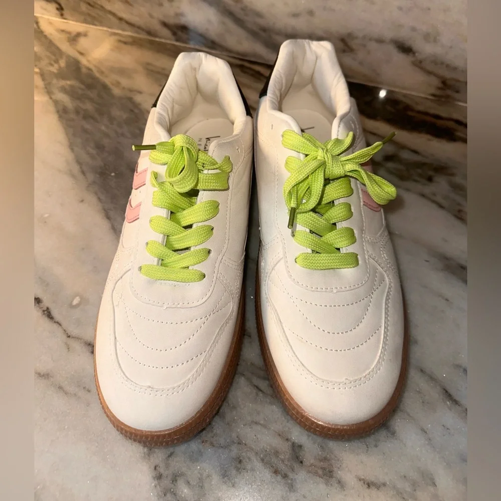 NWOT Nicole Miller Nixie Size 10 Women's Sneakers with Pink and Green Accents